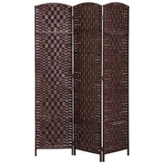 6ft Folding Room Divider - 3 Panel Woven Privacy Screen Brown-Home Furnishings > Living Room Furniture > Room Dividers-DECOROLALA
