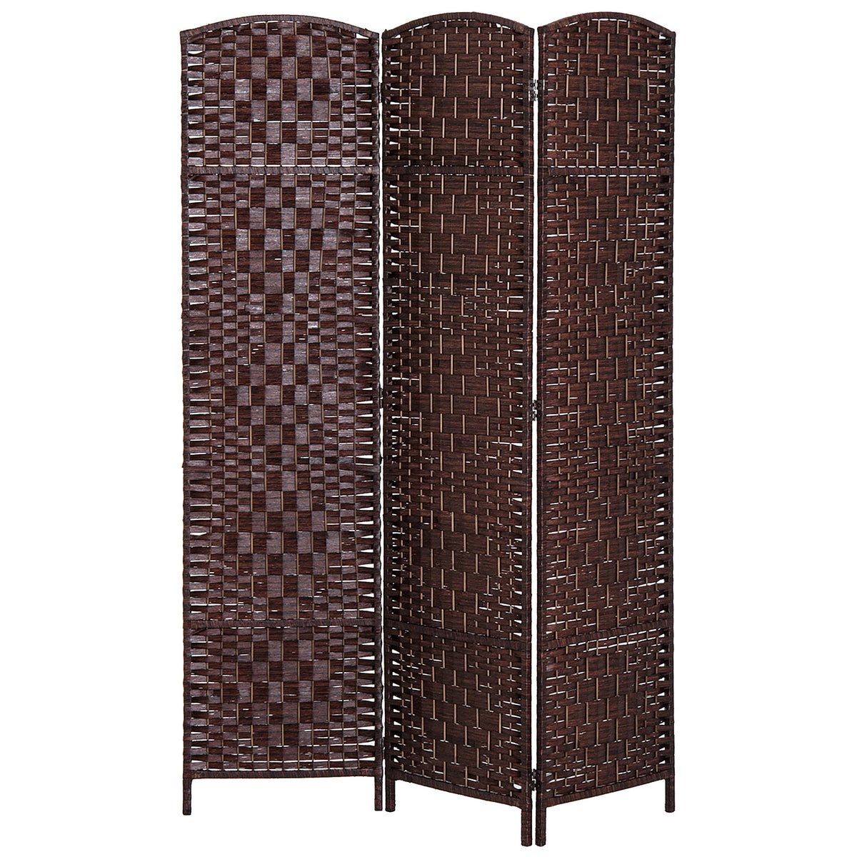 6ft Folding Room Divider - 3 Panel Woven Privacy Screen Brown-Home Furnishings > Living Room Furniture > Room Dividers-DECOROLALA
