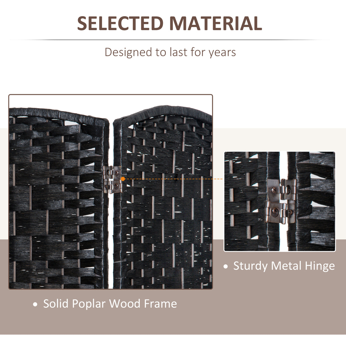 6ft Folding Room Divider - 6 Panel Woven Wicker Black-Home Furnishings > Living Room Furniture > Room Dividers-DECOROLALA
