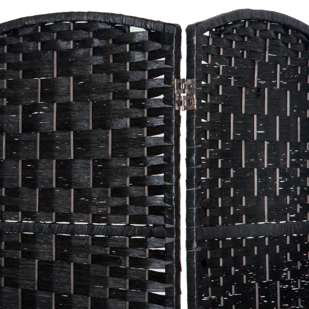 6ft Folding Room Divider - 6 Panel Woven Wicker Black-Home Furnishings > Living Room Furniture > Room Dividers-DECOROLALA