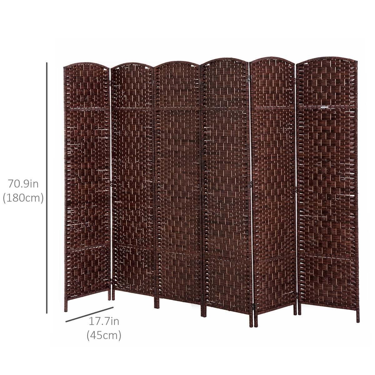 6ft Folding Room Divider - 6 Panel Woven Wicker Brown-Home Furnishings > Living Room Furniture > Room Dividers-DECOROLALA