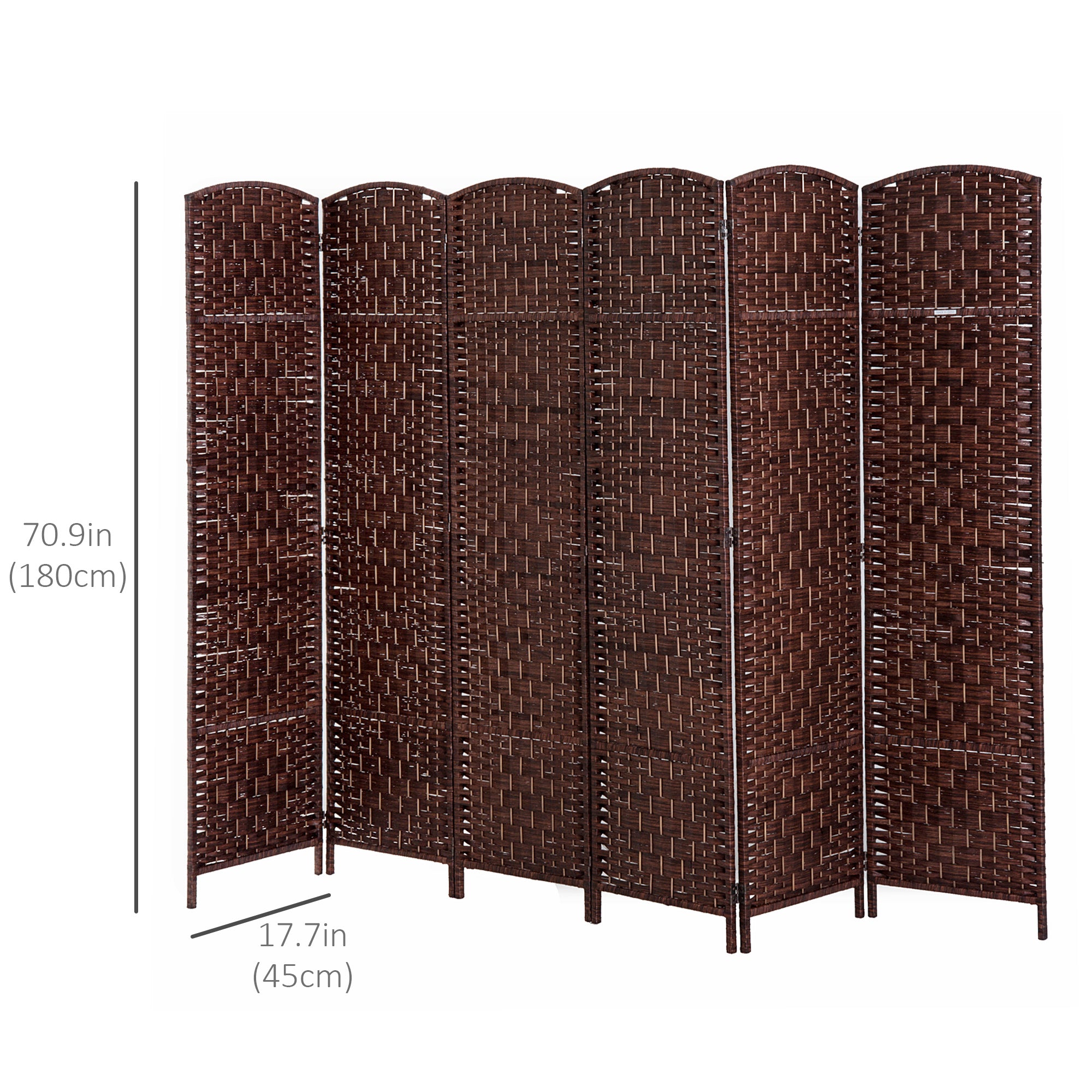 6ft Folding Room Divider - 6 Panel Woven Wicker Brown-Home Furnishings > Living Room Furniture > Room Dividers-DECOROLALA