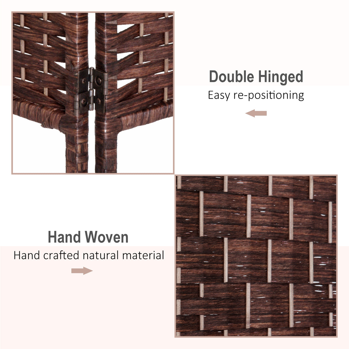6ft Folding Room Divider - 6 Panel Woven Wicker Brown-Home Furnishings > Living Room Furniture > Room Dividers-DECOROLALA