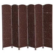 6ft Folding Room Divider - 6 Panel Woven Wicker Brown-Home Furnishings > Living Room Furniture > Room Dividers-DECOROLALA