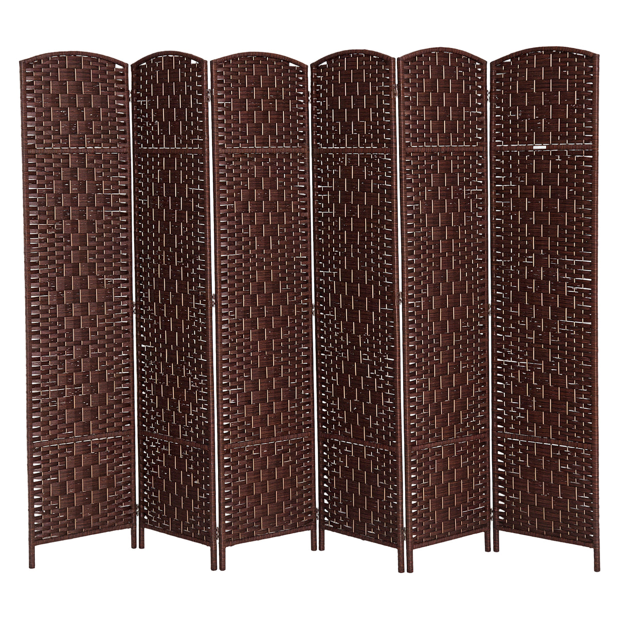 6ft Folding Room Divider - 6 Panel Woven Wicker Brown-Home Furnishings > Living Room Furniture > Room Dividers-DECOROLALA