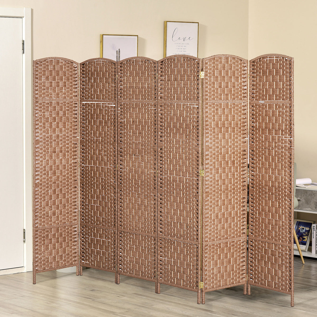 6ft Folding Room Divider - 6 Panel Woven Wood Partition-Home Furnishings > Living Room Furniture > Room Dividers-DECOROLALA