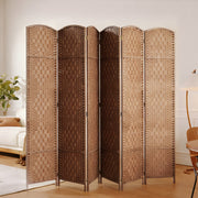 6ft Folding Room Divider - 6 Panel Woven Wood Partition-Home Furnishings > Living Room Furniture > Room Dividers-DECOROLALA