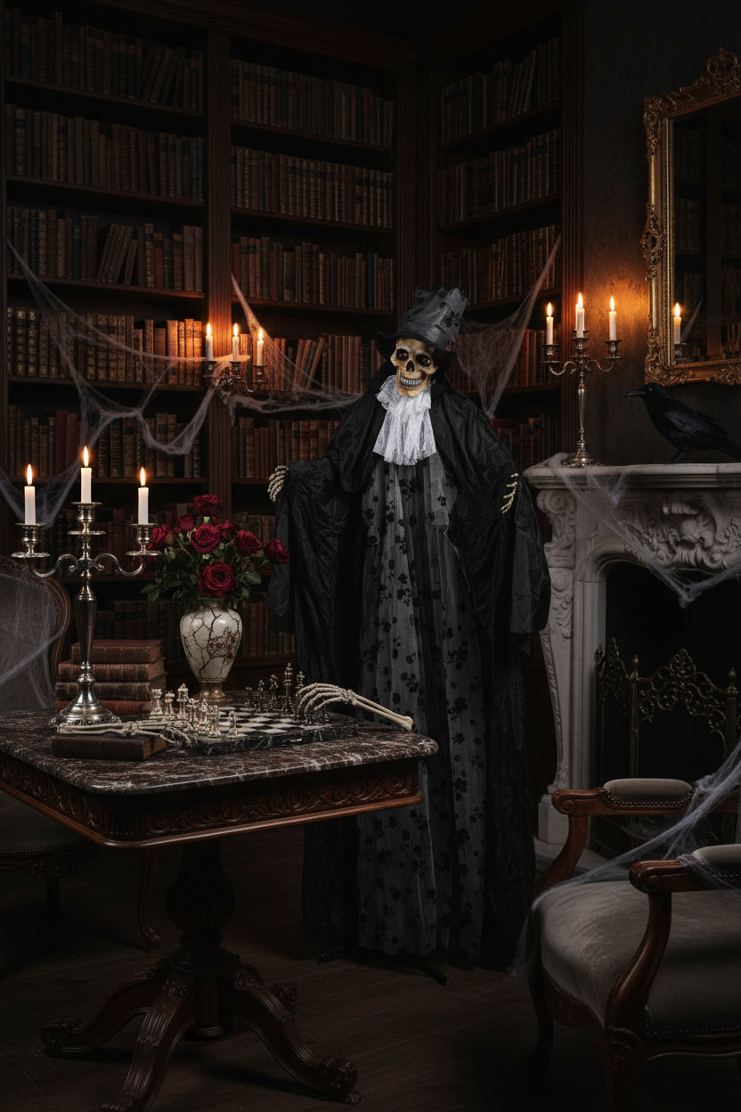 6ft Halloween Animatronic Grim Reaper Groom with Sound & LED-Home Furnishings > Holiday & Seasonal > Halloween Decorations-DECOROLALA