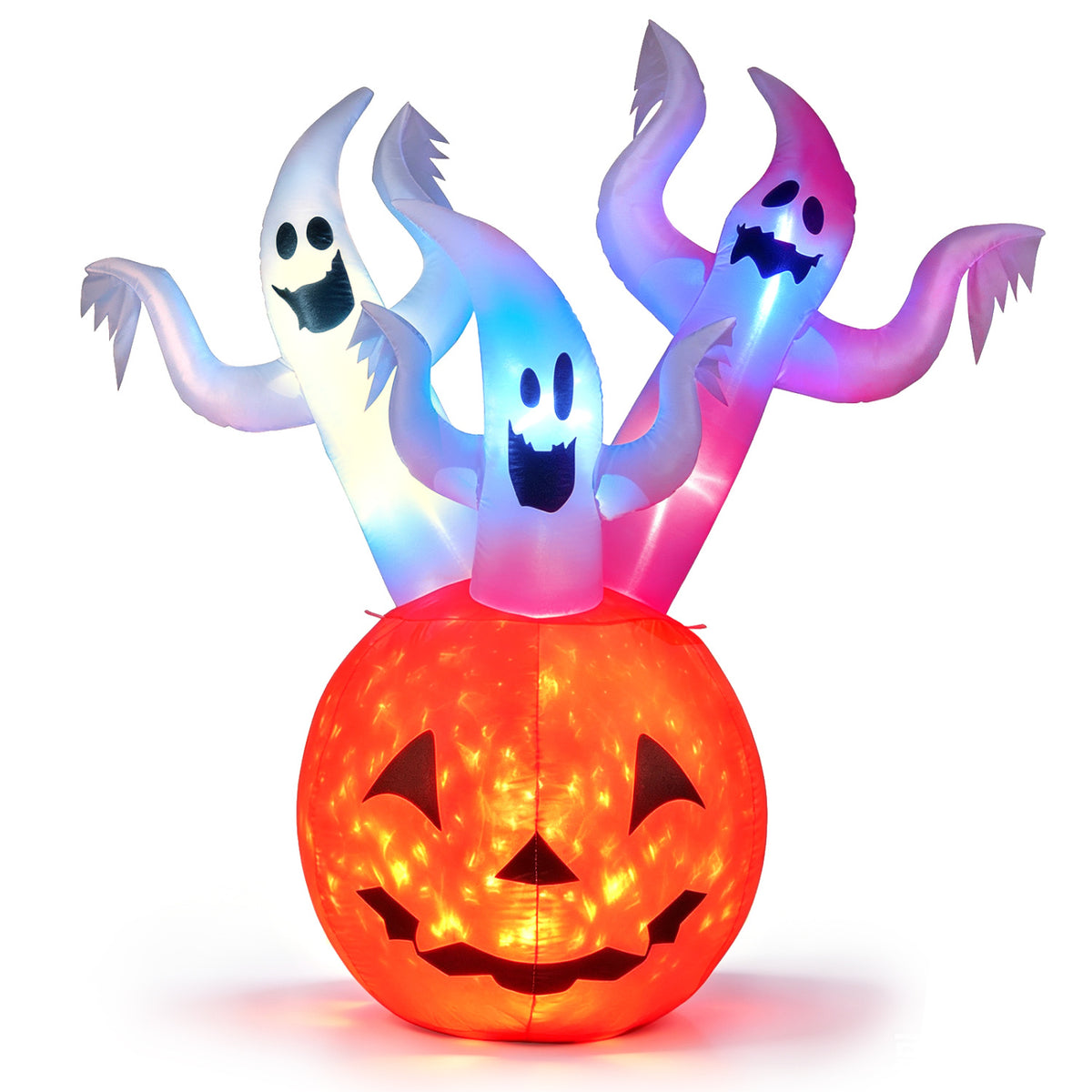 6ft Halloween Inflatable Ghost Pumpkin with Colorful Lights-Halloween-DECOROLALA