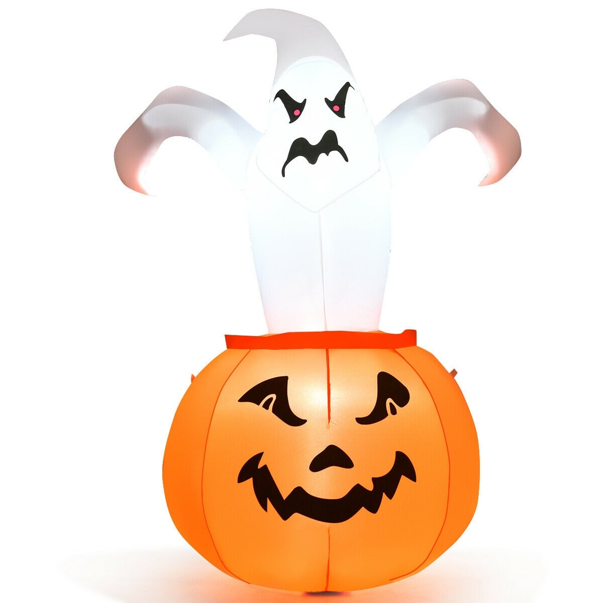 6ft Halloween Inflatable Ghost in Pumpkin with LED Lights-Halloween Decorations-DECOROLALA