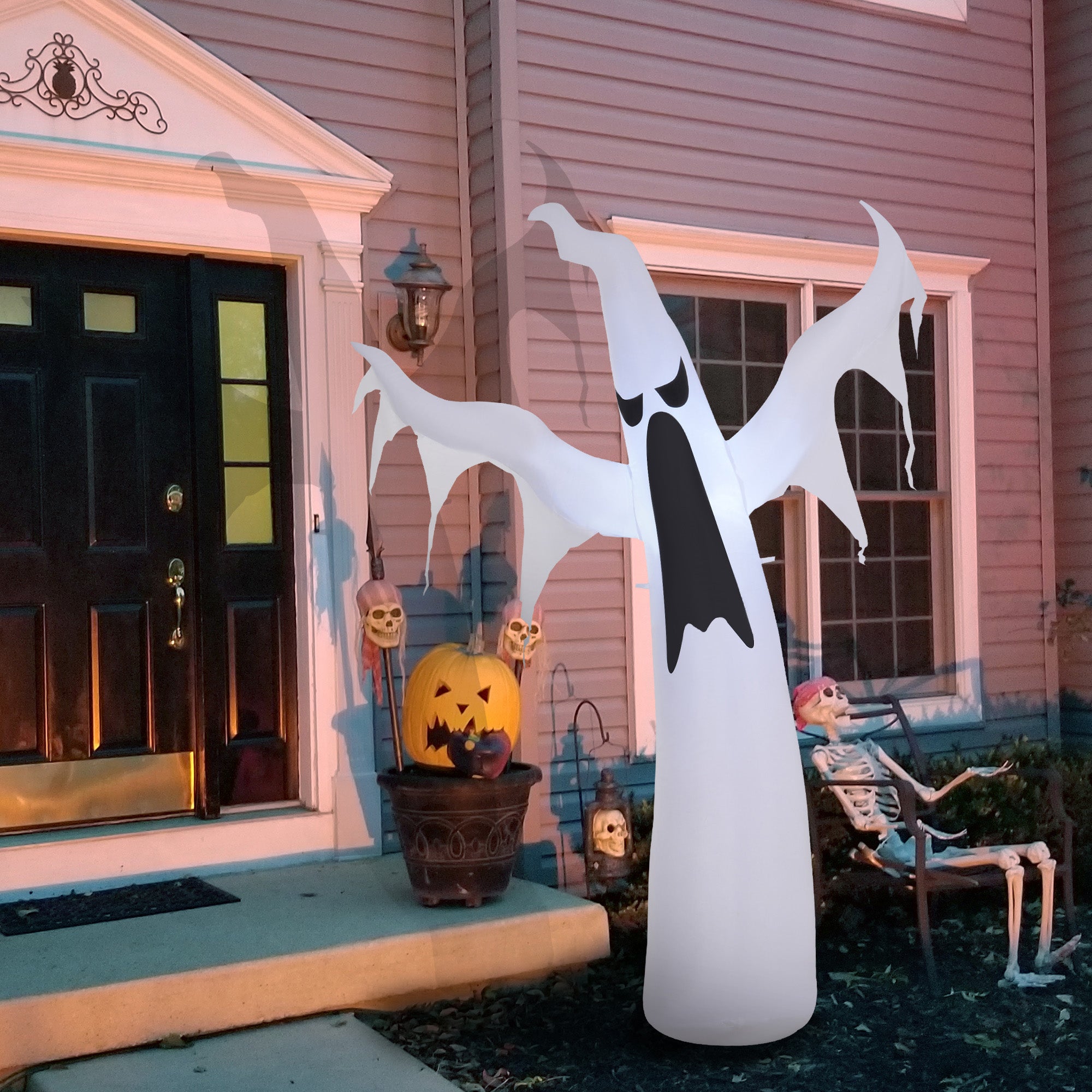 6ft Halloween Inflatable White Ghost with LED Lights-Home Furnishings > Holiday & Seasonal > Halloween Decorations-DECOROLALA