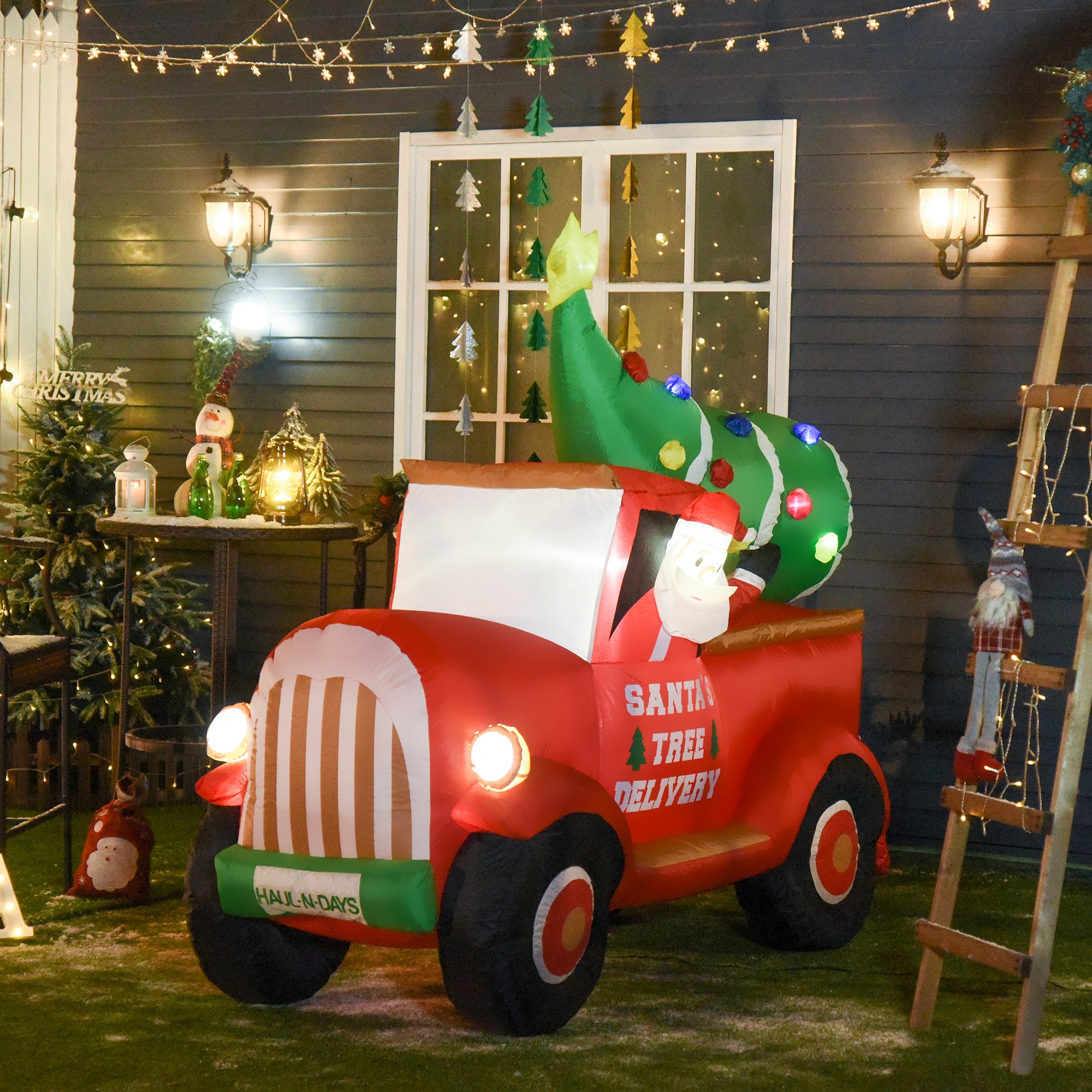 6ft Inflatable Santa Driving Truck with LED Lights-Home Furnishings > Holiday & Seasonal > Christmas Decorations > Christmas Inflatables-DECOROLALA