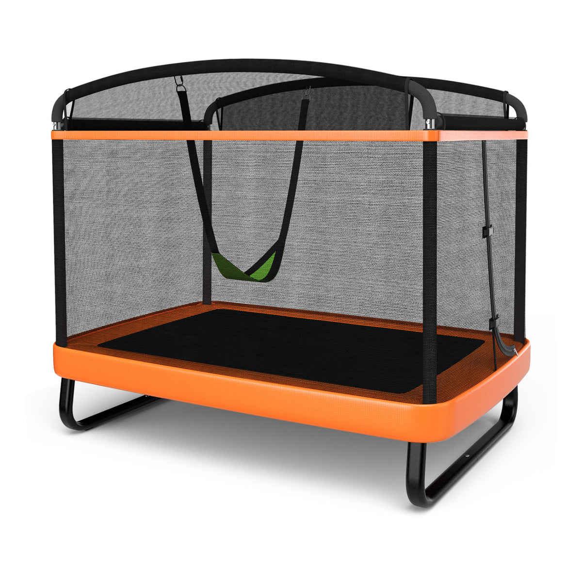 6ft Kids 2-in-1 Trampoline and Swing Set with Safety Enclosure Net-Trampolines-DECOROLALA