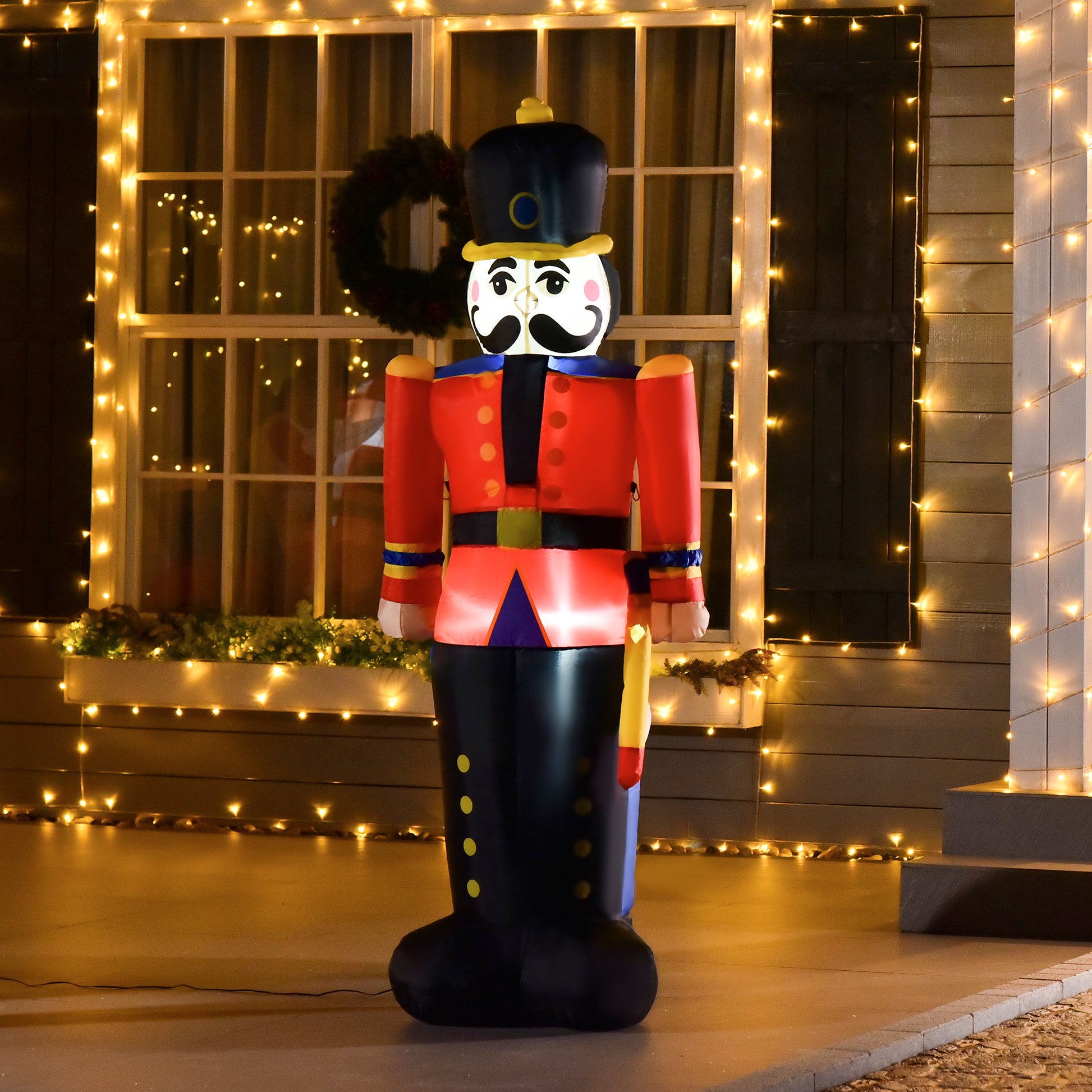 6ft Nutcracker Toy Soldier LED Inflatable Decoration-Home Furnishings > Holiday & Seasonal > Christmas Decorations > Christmas Inflatables-DECOROLALA