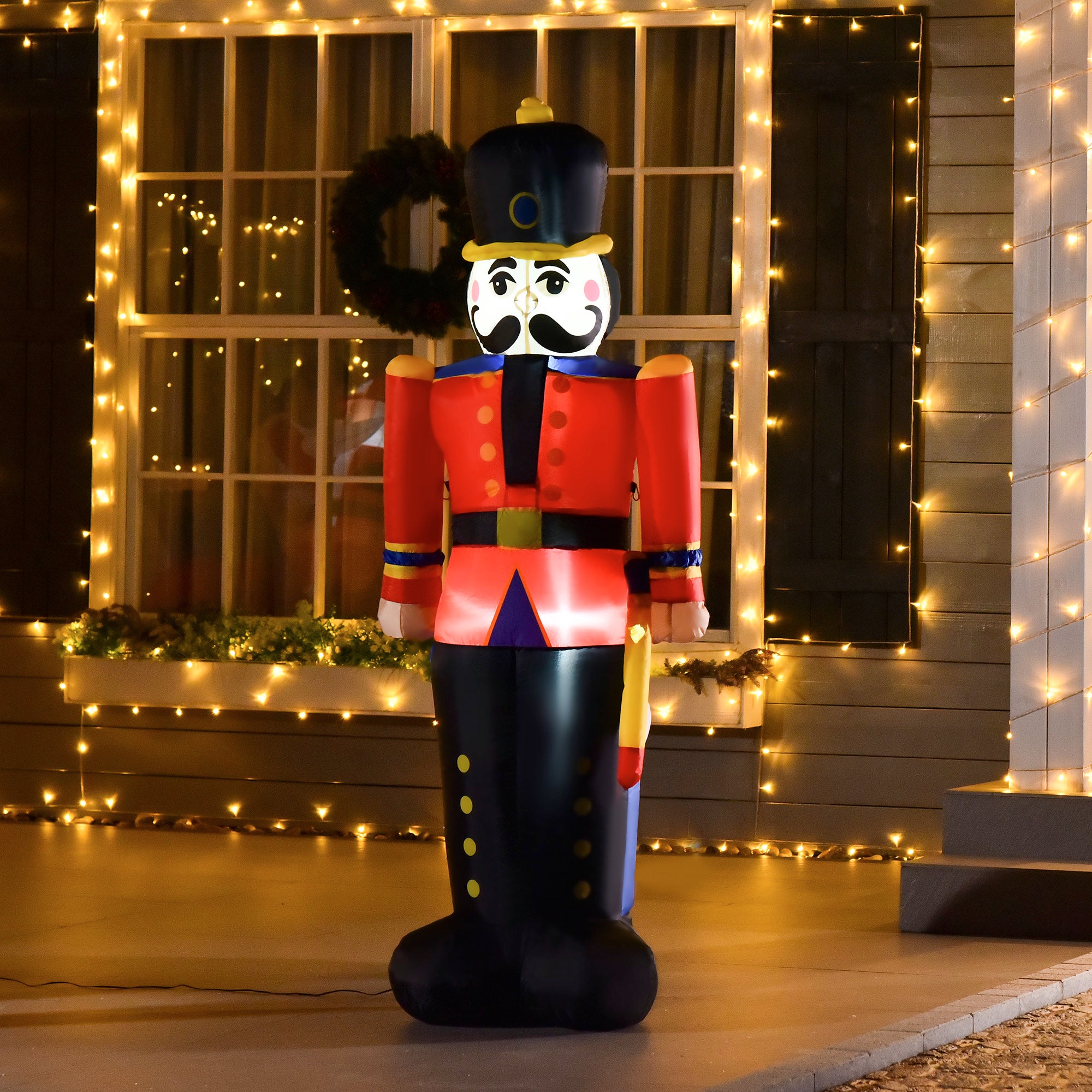 6ft Nutcracker Toy Soldier LED Inflatable Decoration-Home Furnishings > Holiday & Seasonal > Christmas Decorations > Christmas Inflatables-DECOROLALA