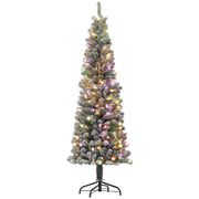 6ft Prelit Flocked Pencil Christmas Tree with Remote-Home Furnishings > Holiday & Seasonal > Christmas Trees > Pre Lit Christmas Trees-DECOROLALA