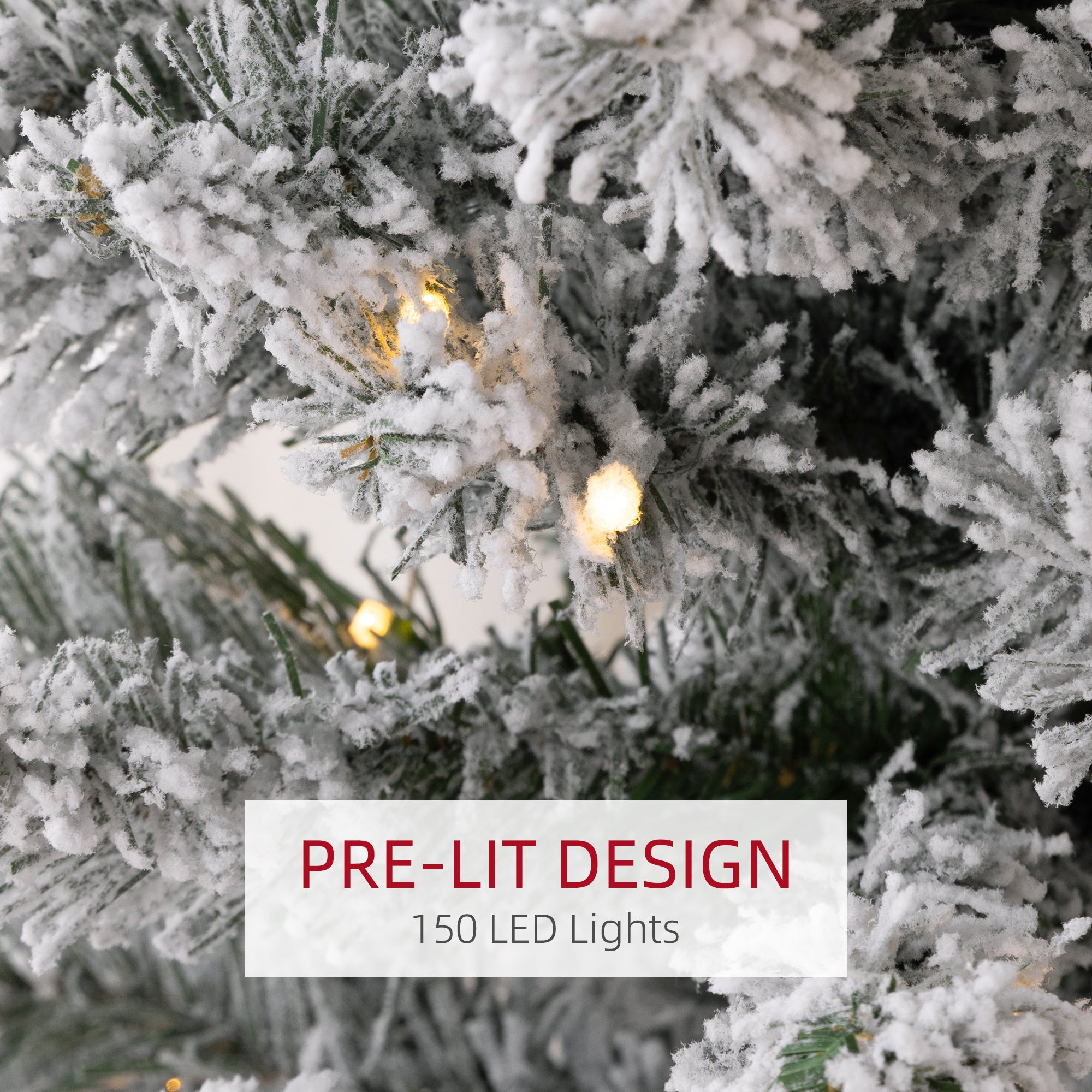 6ft Prelit Snow Flocked Pencil Christmas Tree - Warm White LED-Home Furnishings > Holiday & Seasonal > Christmas Trees > Pre Lit Christmas Trees-DECOROLALA