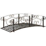 6ft Steel Garden Bridge with Rails - Brown Vintage Arc-DECOROLALA