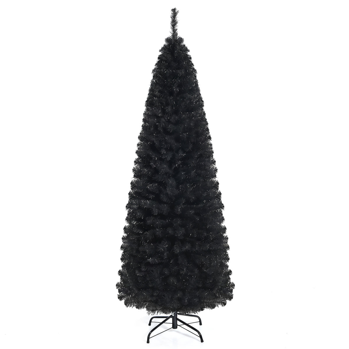 6ft Unlit Artificial Christmas Halloween Pencil Tree Black with Metal Stand-Black-Christmas Trees-DECOROLALA
