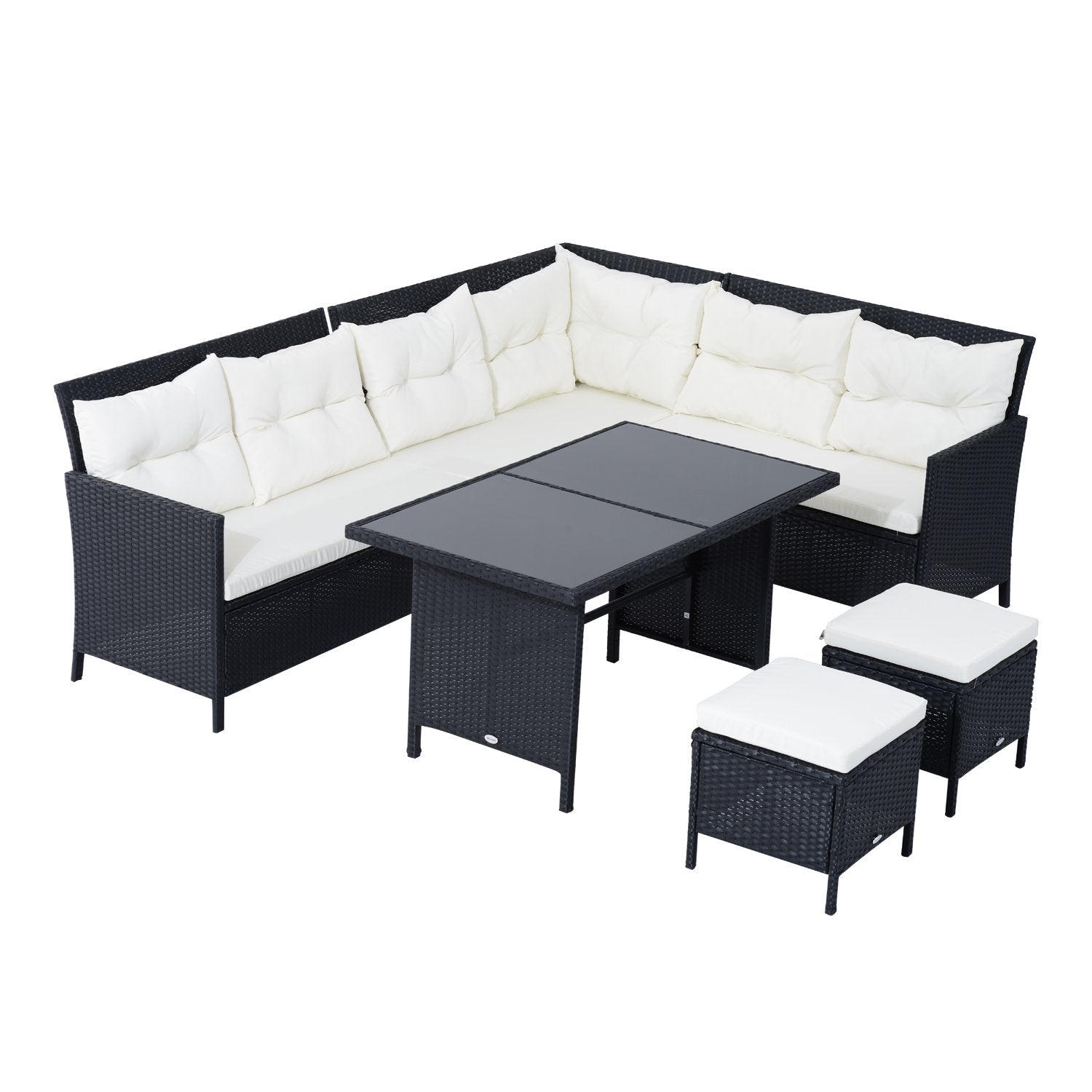 6pc Outdoor Rattan Sofa Set - White Sectional-DECOROLALA