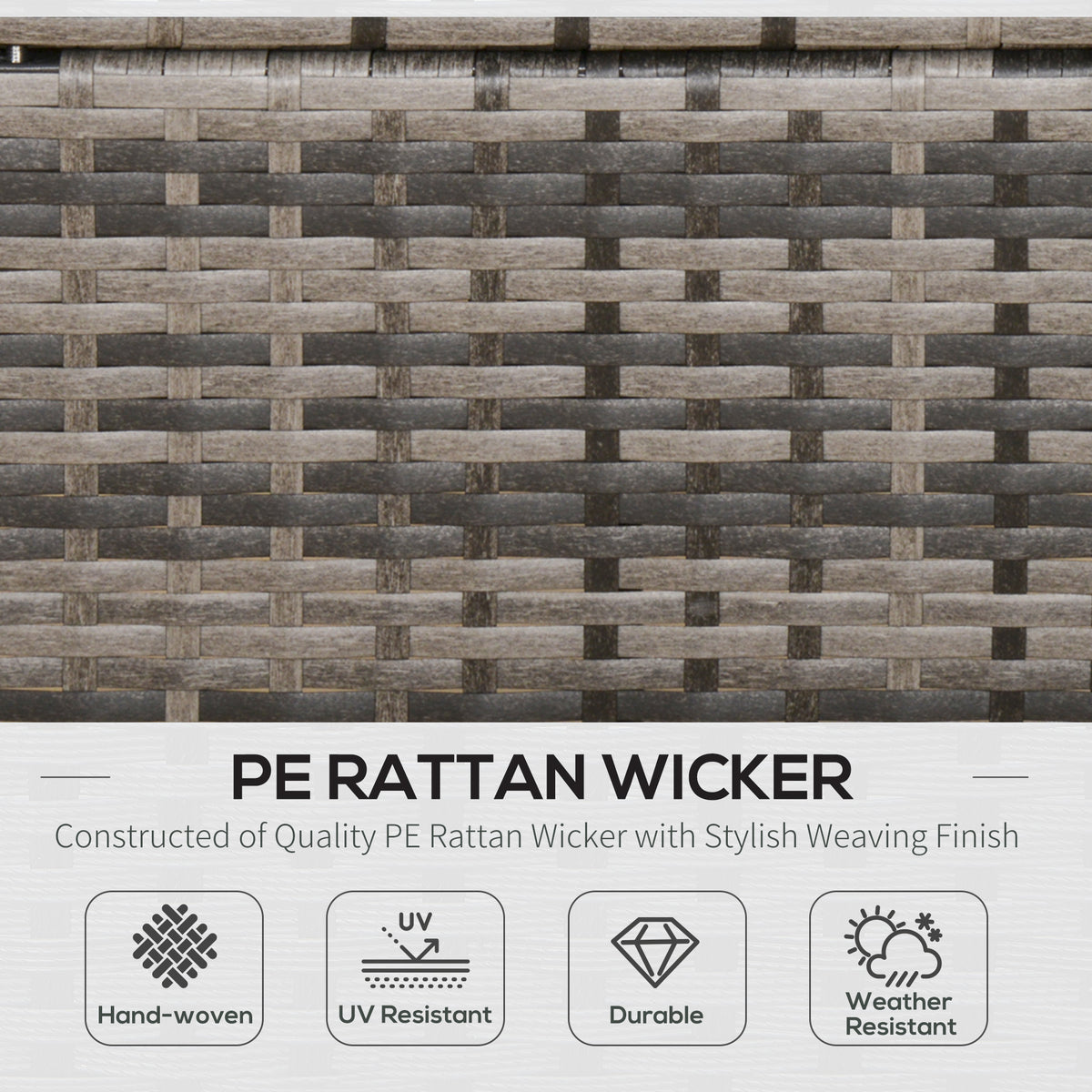 6pc Rattan Sectional Sofa Set - Dark Grey Wicker-Patio Conversation Sets-DECOROLALA