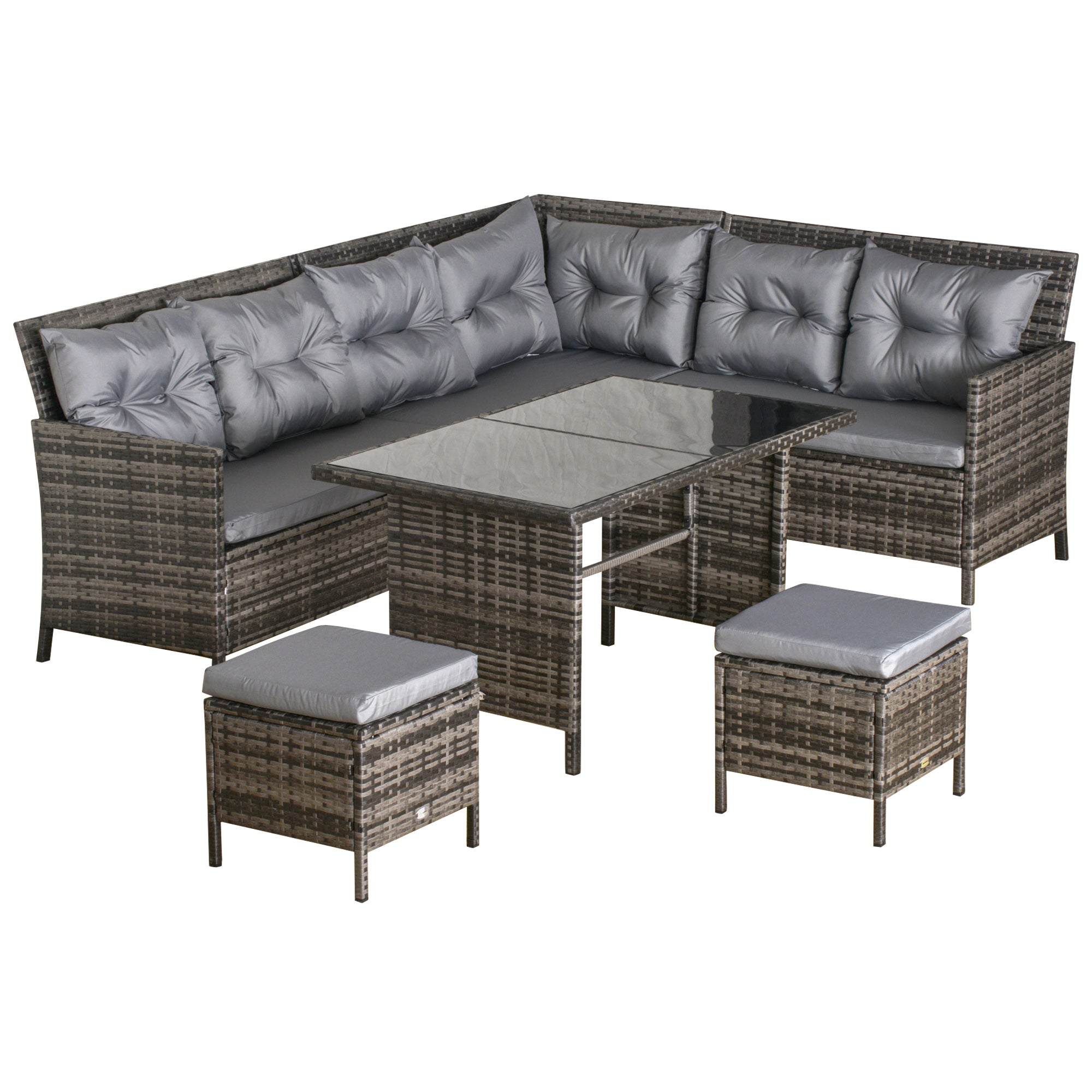 6pc Rattan Sectional Sofa Set - Dark Grey Wicker-DECOROLALA