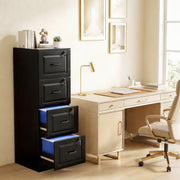 4-Drawer Vertical File Cabinet with Lock - Black MDF 52" H
