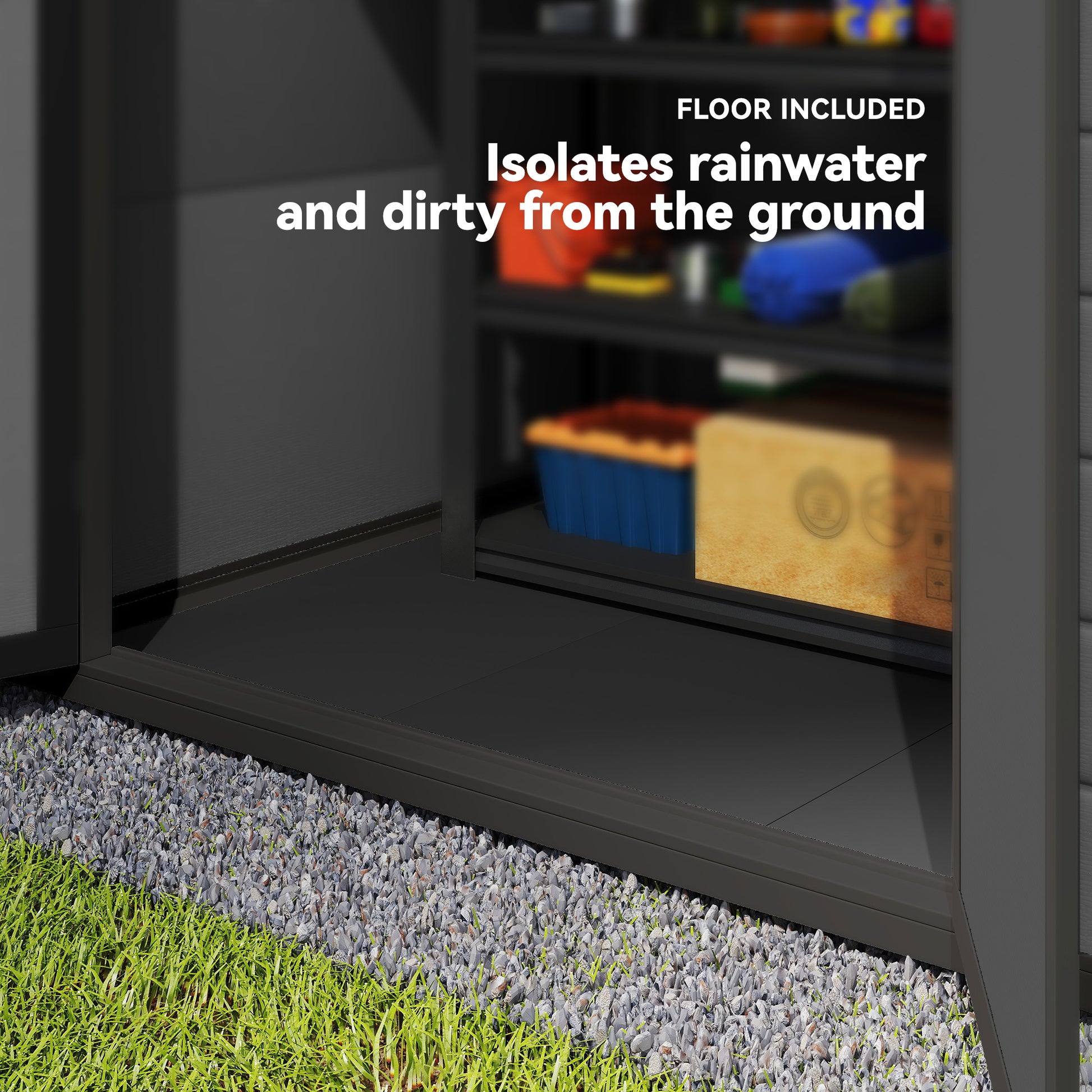 6x4.5FT Plastic Garden Storage Shed - Lockable Grey-Patio & Garden > Lawn & Garden > Sheds-DECOROLALA