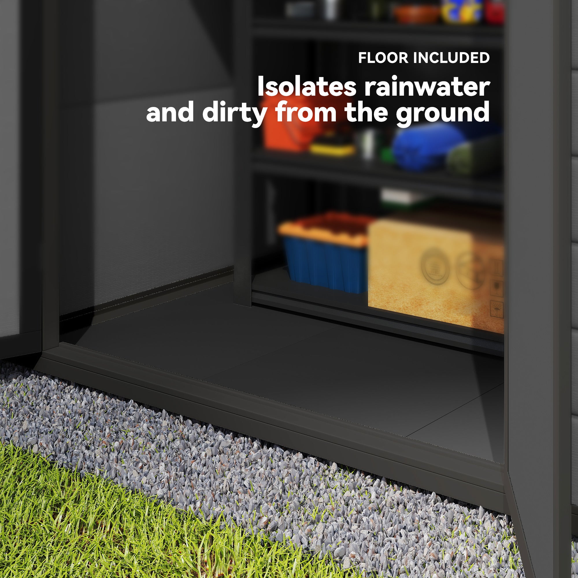 6x4.5FT Plastic Garden Storage Shed - Lockable Grey-Patio & Garden > Lawn & Garden > Sheds-DECOROLALA