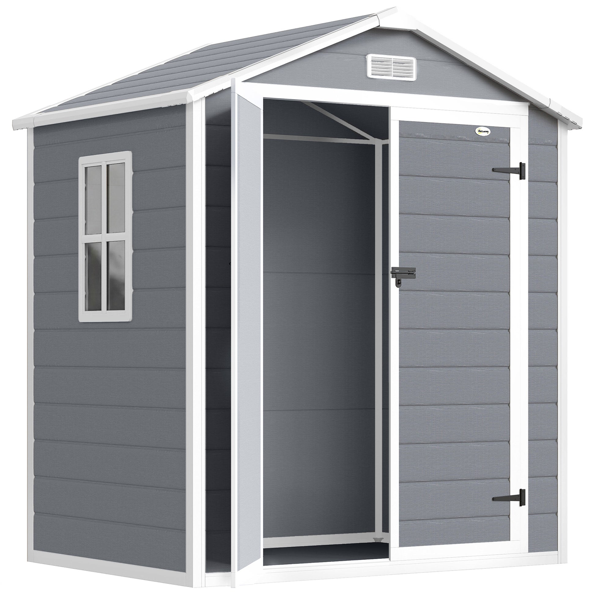 6x4.5FT Plastic Garden Storage Shed - Lockable Grey-Patio & Garden > Lawn & Garden > Sheds-DECOROLALA