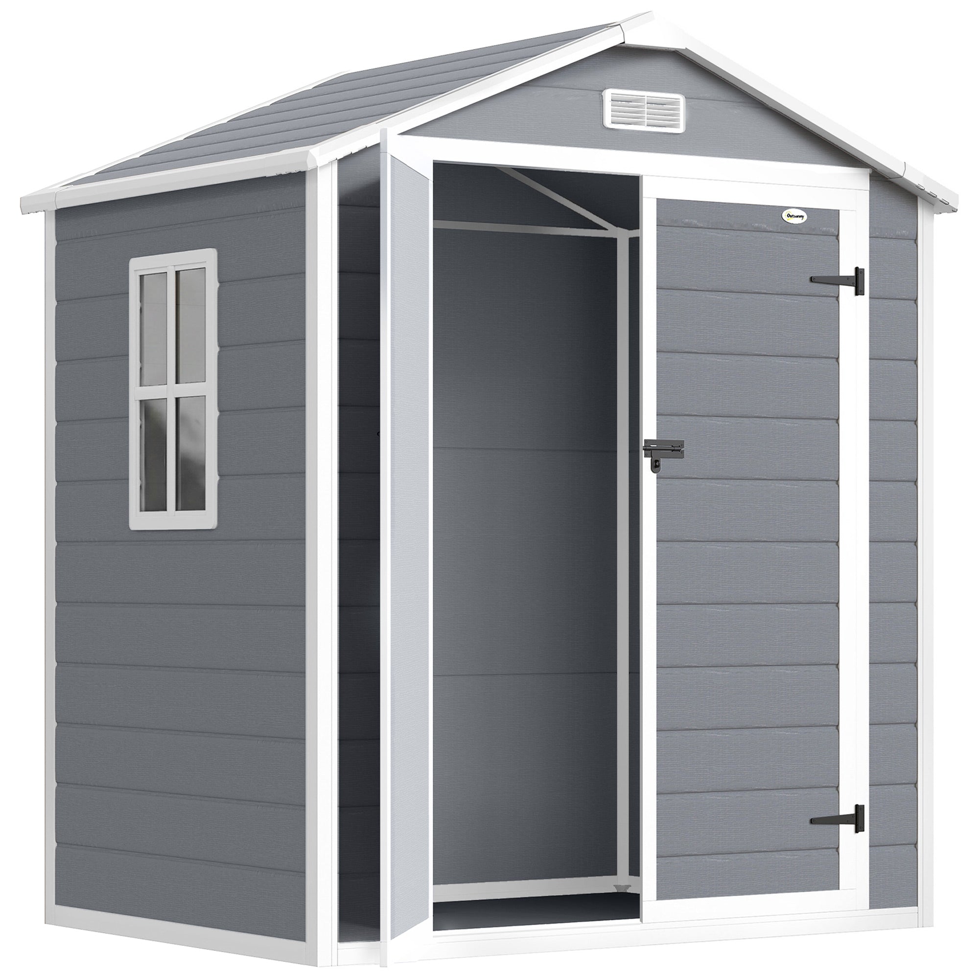 6x4.5FT Plastic Garden Storage Shed - Lockable Grey-Patio & Garden > Lawn & Garden > Sheds-DECOROLALA