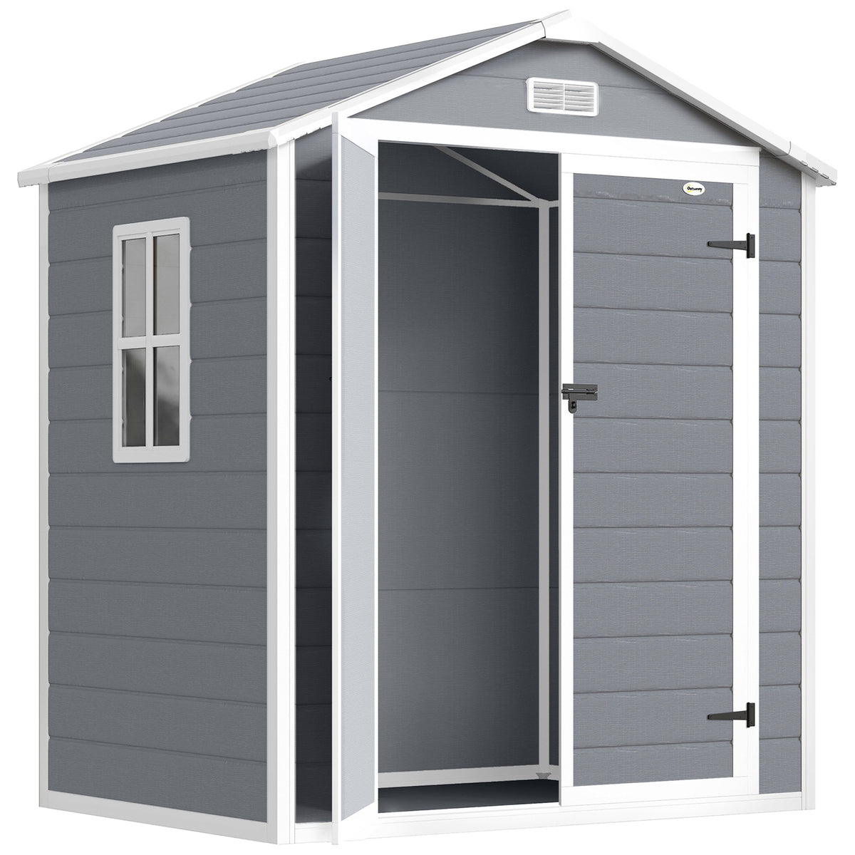 6x4.5FT Plastic Garden Storage Shed - Lockable Grey-Storage Sheds-DECOROLALA