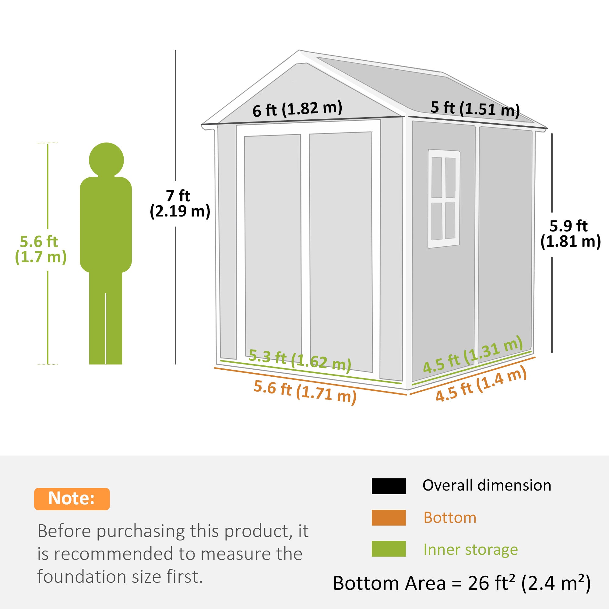 6x5 Plastic Garden Storage Shed - Wood Effect Grey-Patio & Garden > Lawn & Garden > Sheds-DECOROLALA