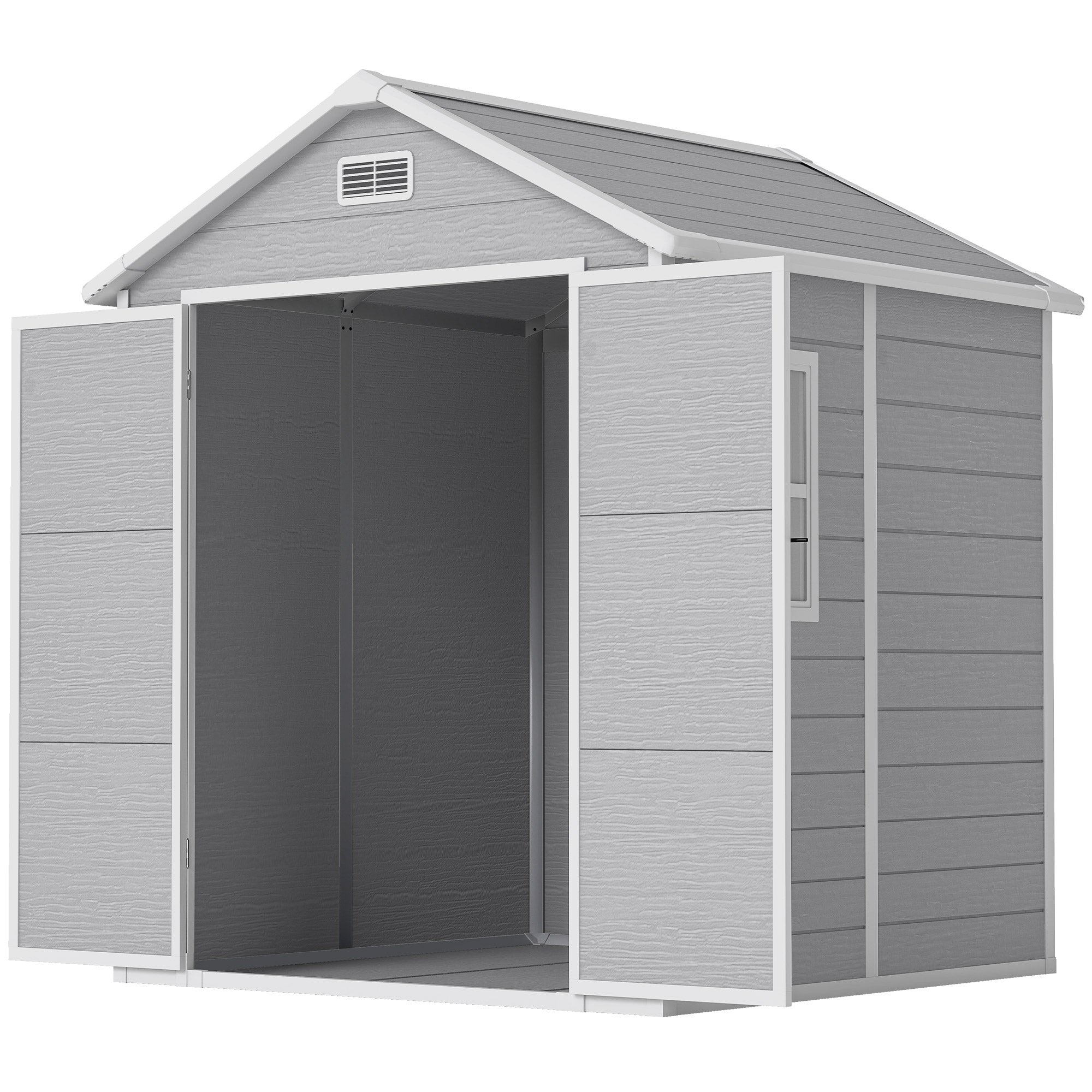 6x5 Plastic Garden Storage Shed - Wood Effect Grey-Patio & Garden > Lawn & Garden > Sheds-DECOROLALA