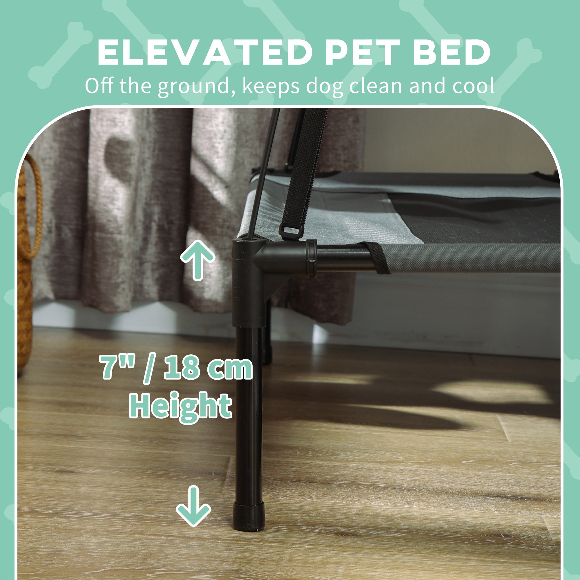 Grand lit surélevé pour chien 6.2" L X 29.9" W 36.2" H, pliable, avec auvent, pour chat et chien, adapté à l’extérieur, avec sac de transport, gris