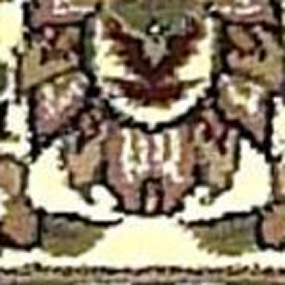 7' Beige And Ivory Floral Octagon Rug-Area Rugs-DECOROLALA