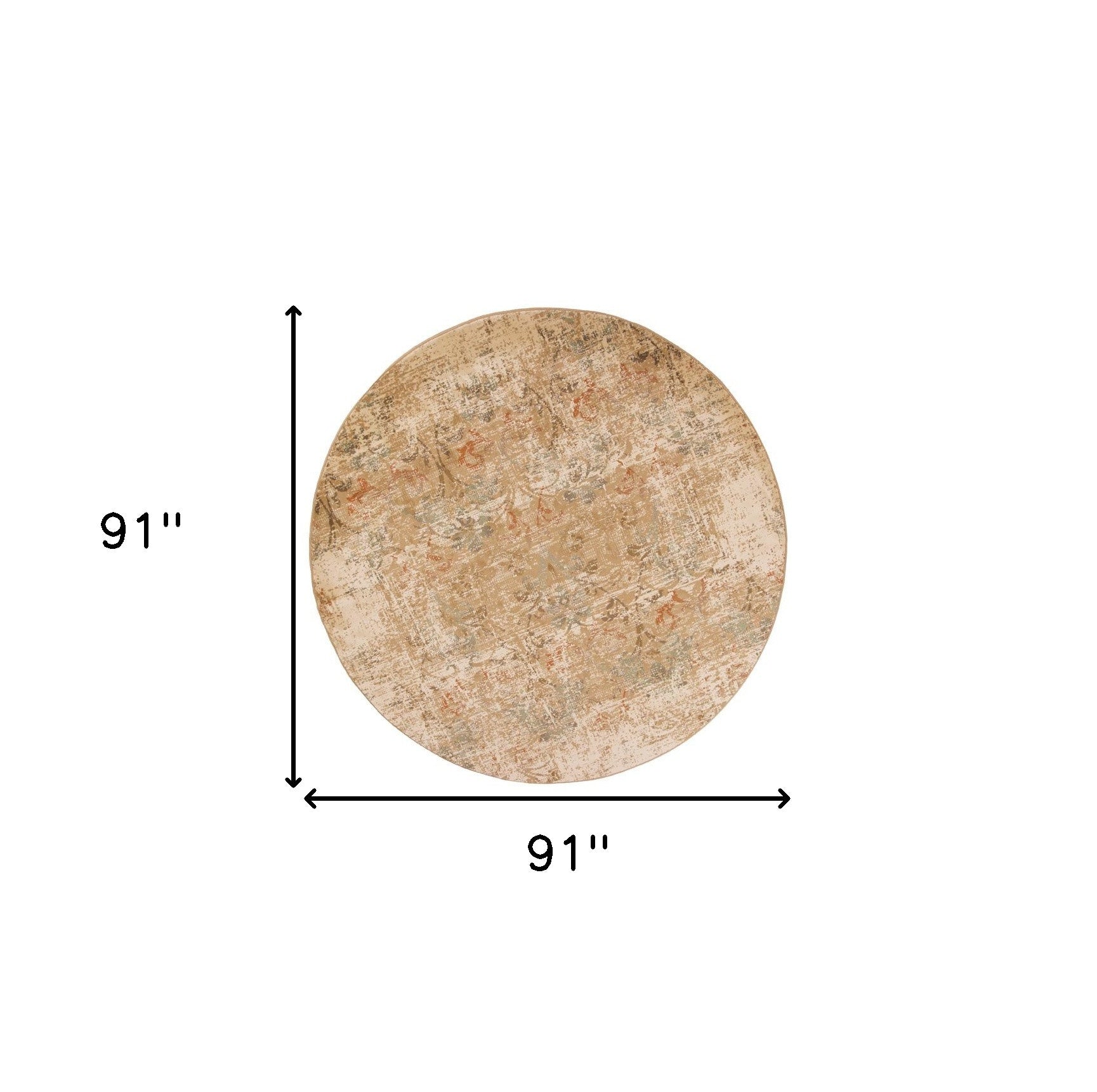 7' Champagne And Beige Damask Round Rug-Area Rugs-DECOROLALA