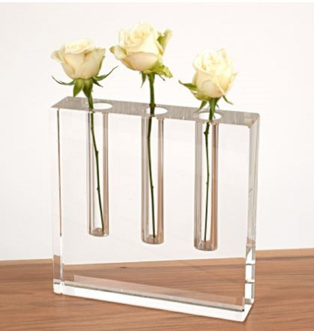 7" Clear Crystal Clear Square Table Vase-Vases-DECOROLALA