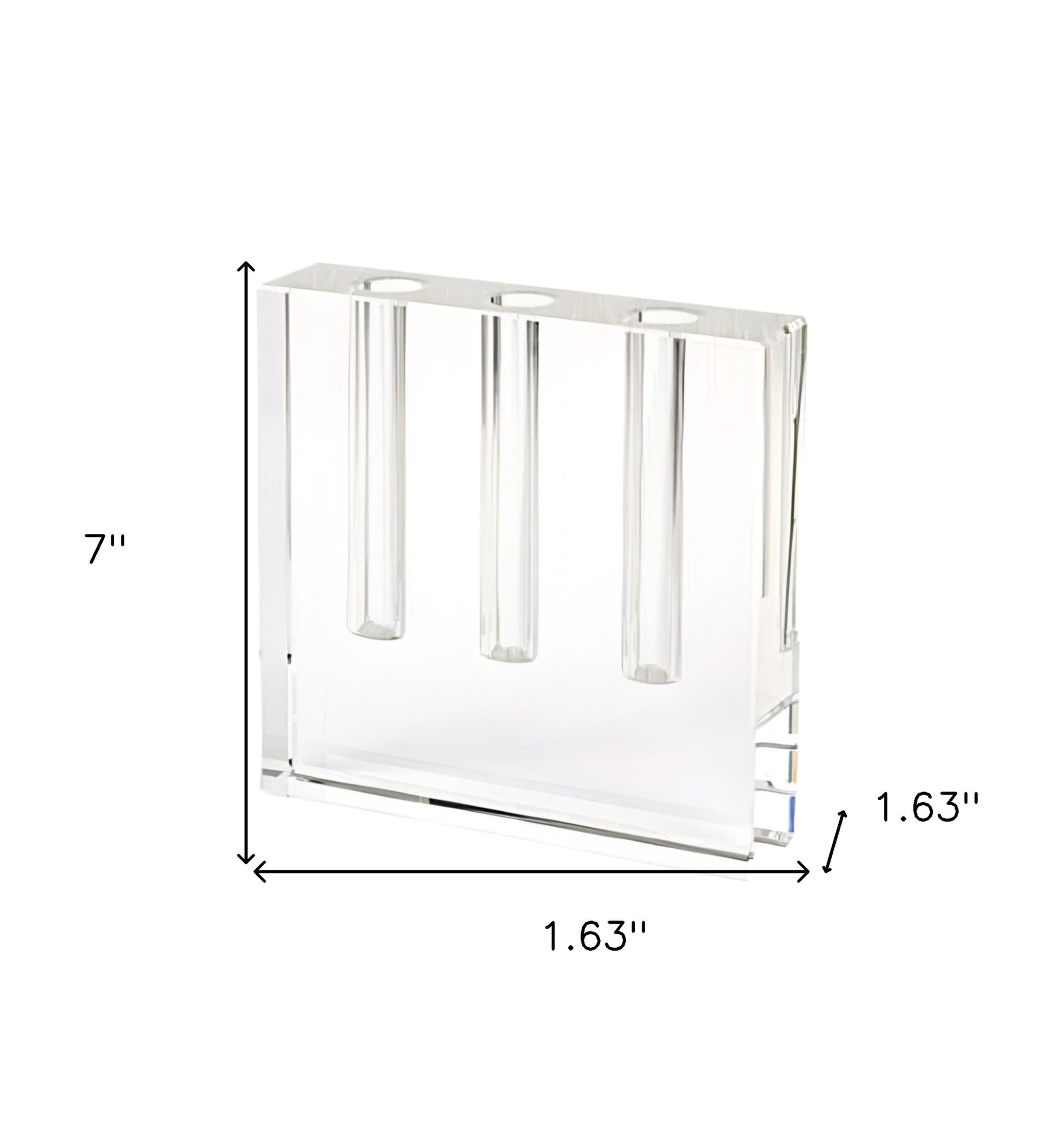 7" Clear Crystal Clear Square Table Vase-Vases-DECOROLALA