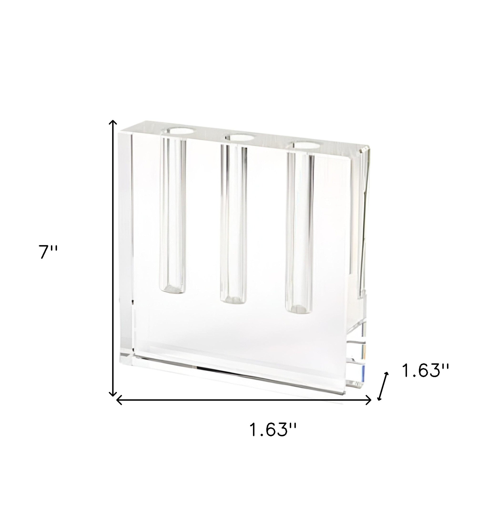 7" Clear Crystal Clear Square Table Vase-Vases-DECOROLALA