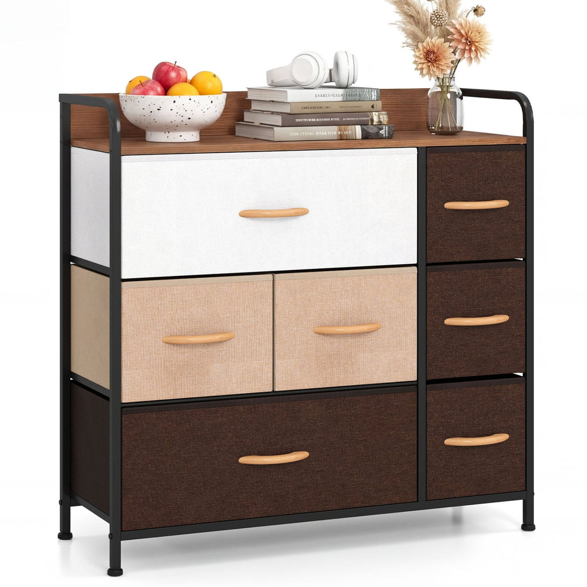 7-Drawer Fabric Dresser - Cream (min order qty 2)-Dressers & Chests-DECOROLALA