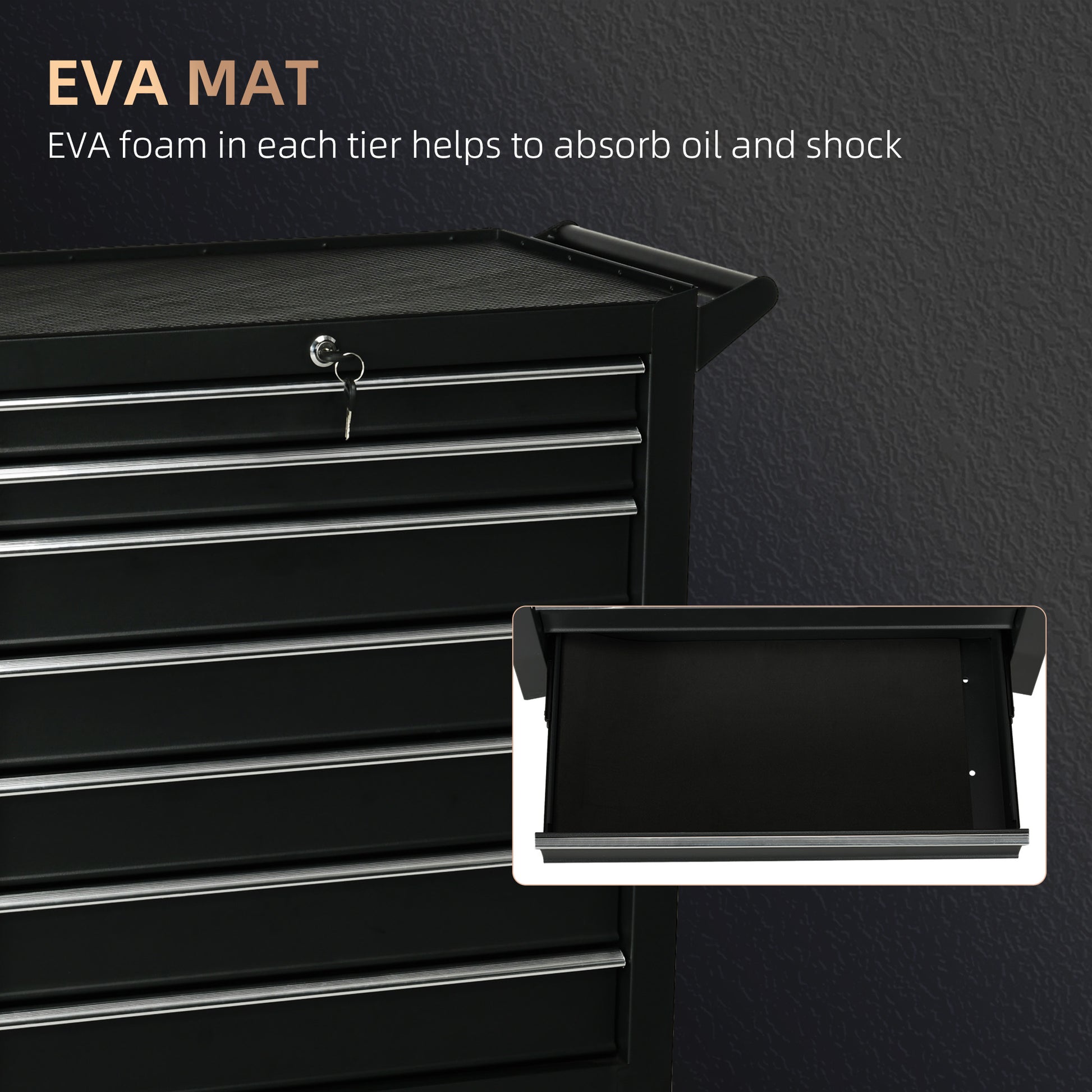 7-Drawer Mobile Tool Chest - Black Steel 27"L-DECOROLALA