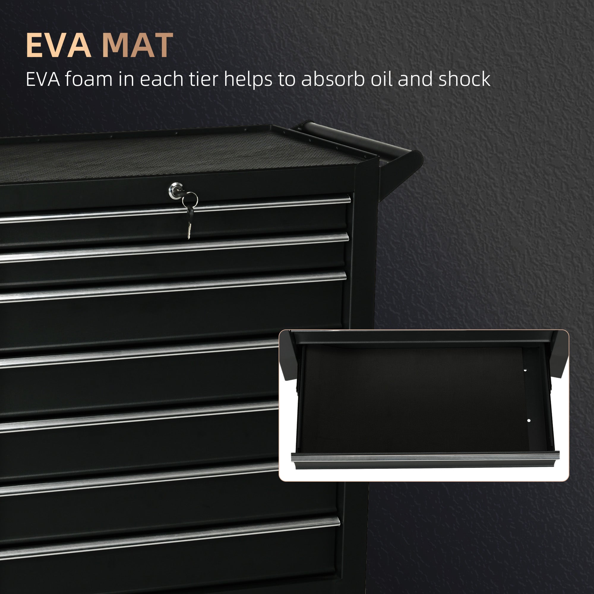 7-Drawer Mobile Tool Chest - Black Steel 27"L-DECOROLALA