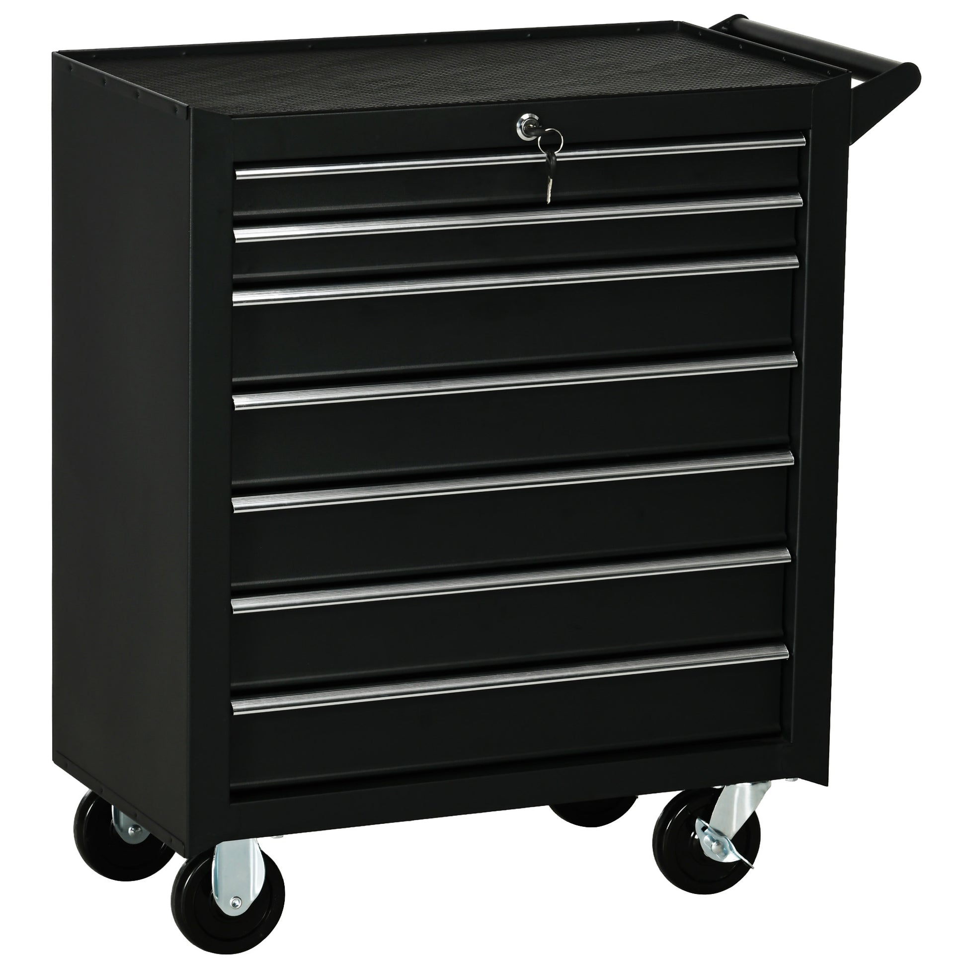7-Drawer Mobile Tool Chest - Black Steel 27"L-DECOROLALA