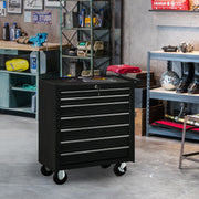 7-Drawer Mobile Tool Chest - Black Steel 27"L-DECOROLALA