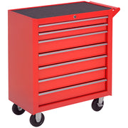 7-Drawer Rolling Tool Chest - Red Steel Cabinet-DECOROLALA