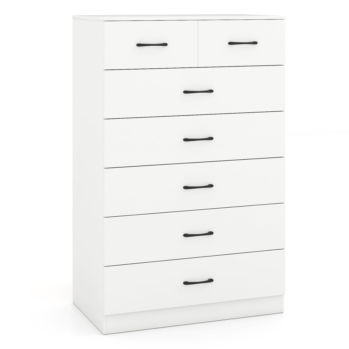 7-Drawer Tall Dresser with Metal Handles - White (min order qty 2)-Dressers & Chests-DECOROLALA