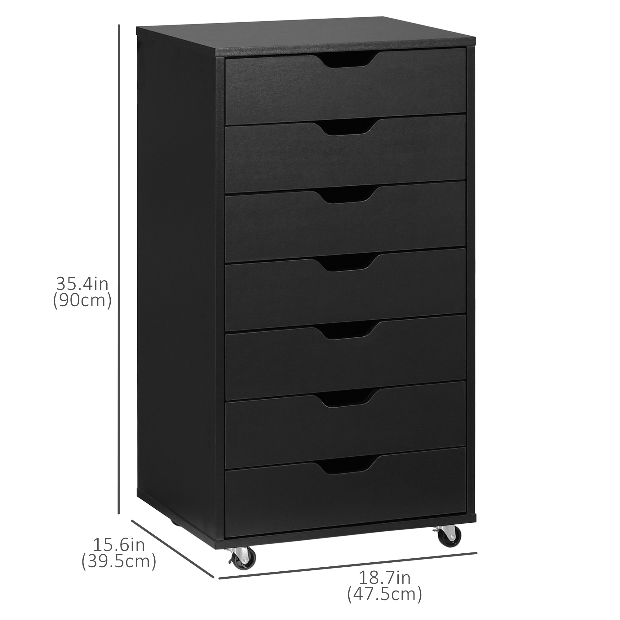 7-Drawer Vertical File Cabinet with Wheels - Black 35"H-Office Products > Office Furniture > Office Cabinets & Cupboards-DECOROLALA