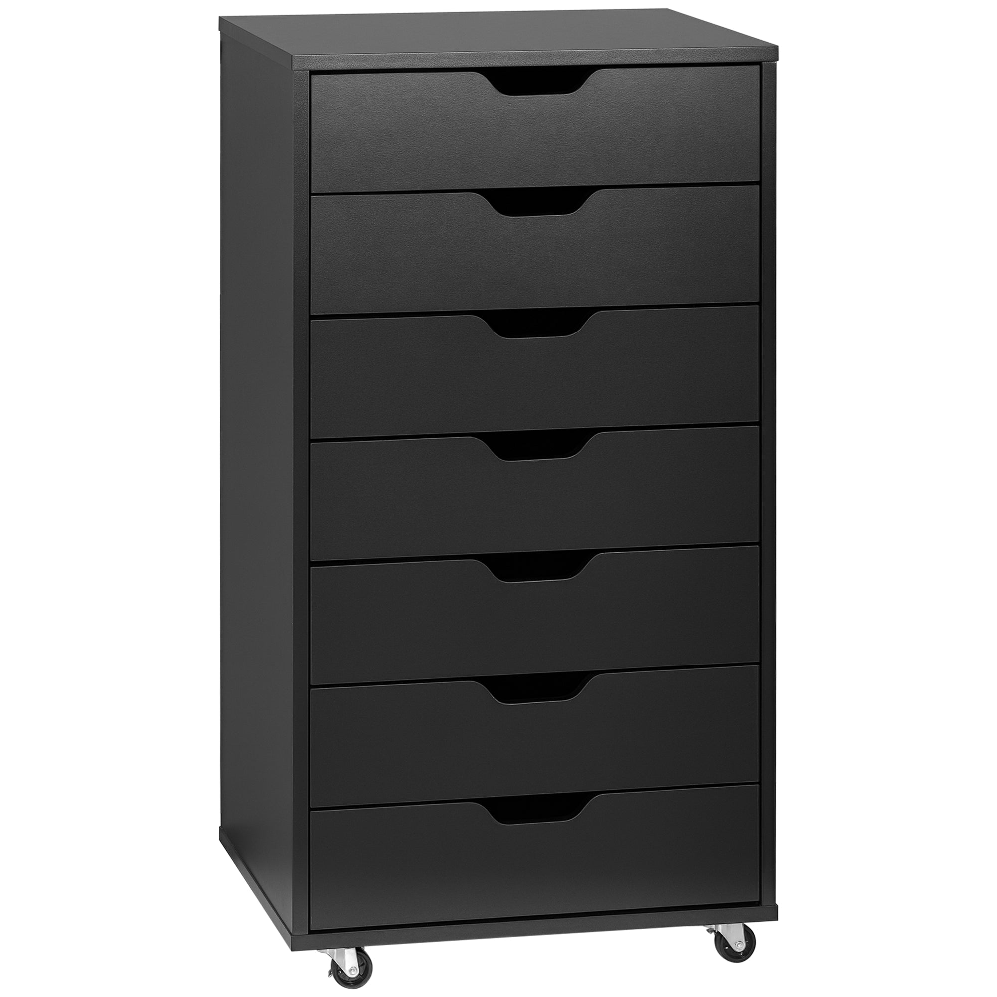 7-Drawer Vertical File Cabinet with Wheels - Black 35"H-Office Products > Office Furniture > Office Cabinets & Cupboards-DECOROLALA