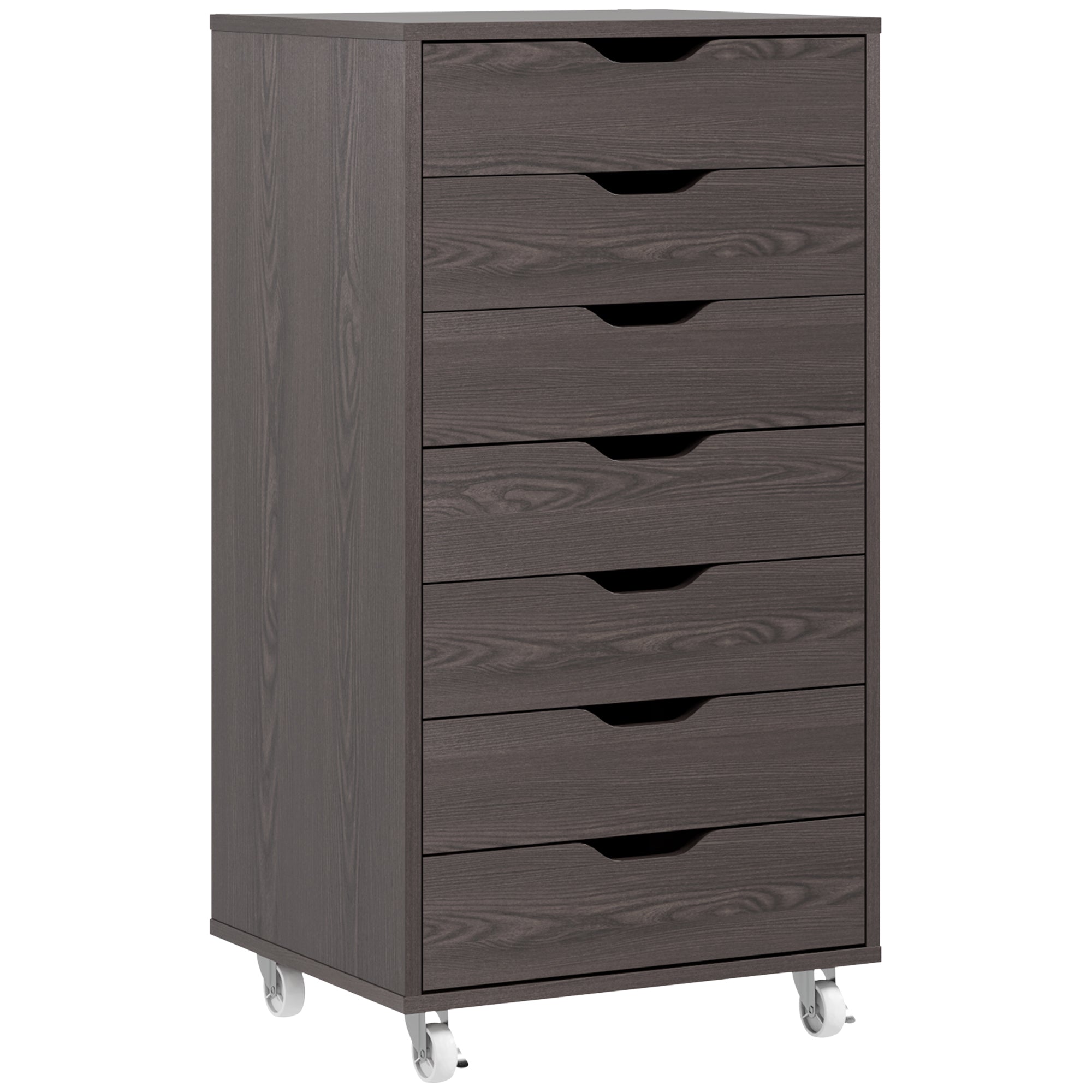 7-Drawer Vertical File Cabinet with Wheels - Grey Wood Grain-Office Products > Office Furniture > Office Cabinets & Cupboards-DECOROLALA